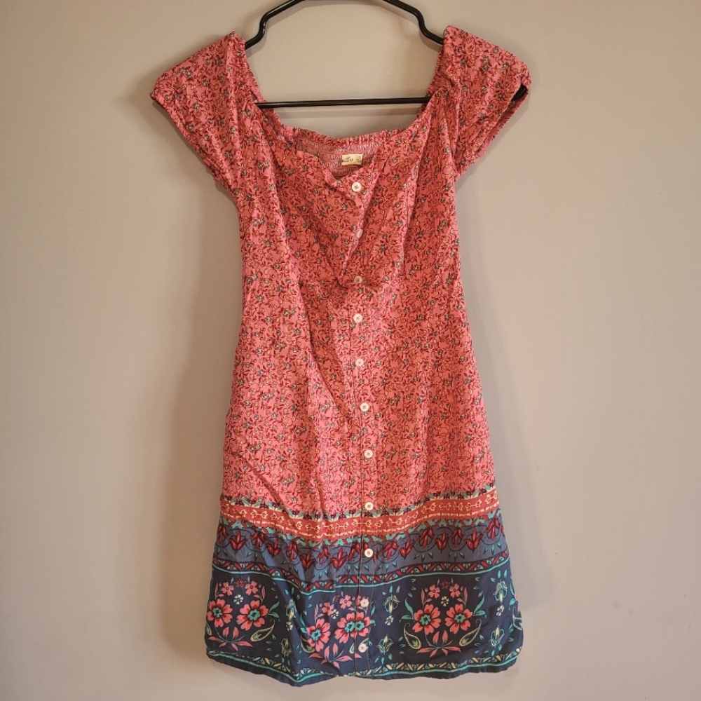 Hollister pink and blue floral dress